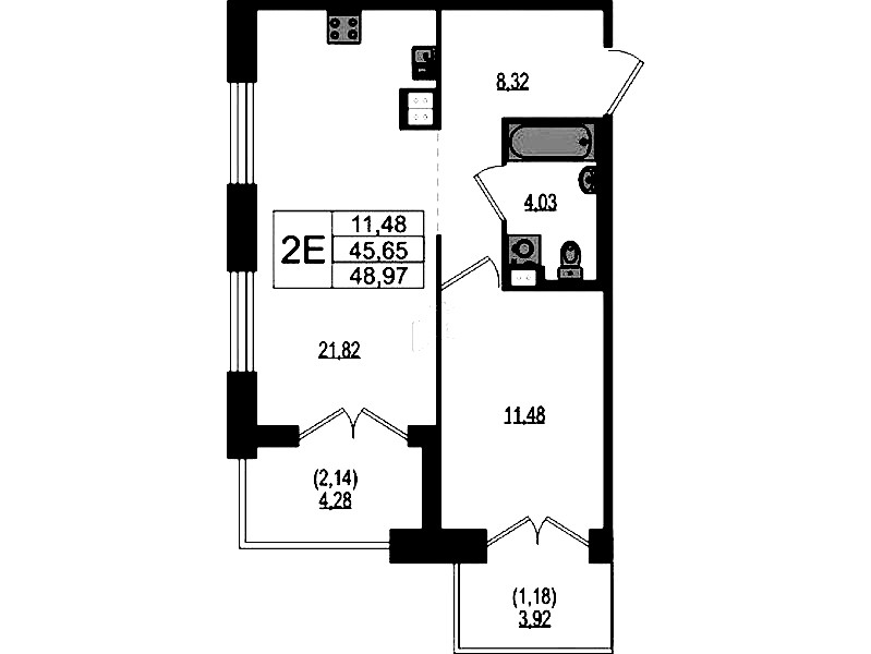 1-комнатная квартира 48.97 м², 2/4 эт., ЖК «Ranta Residence»